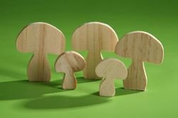 Grzybki drewniane, płaskie (Wooden mushrooms) 12 szt./op.